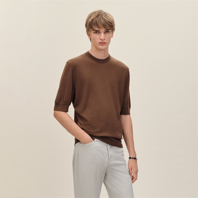 hermes etriviere crew neck knit short sleeve knit sweater